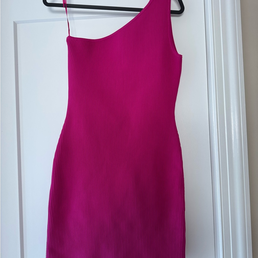 Sincerely Jules Fuchsia One-Shoulder Dress